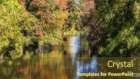 Presentation with water river - Presentation theme featuring christchurch-along-the-river background and a tawny brown colored foreground