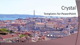  Presentation with colored - Colorful presentation enhanced with christiam - aerial view with colored houses backdrop and a cool aqua colored foreground