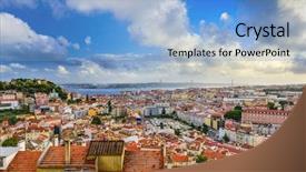  Presentation with history of old turkey - Slide deck featuring christiam - lisbon portugal old town skyline background and a light blue colored foreground