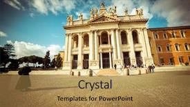  Presentation with rome italy - Audience pleasing theme consisting of christiam - san giovanni al laterano basilica backdrop and a yellow colored foreground