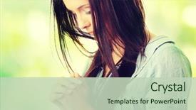  Presentation with christian green - PPT theme enhanced with christian - closeup portrait of a young background and a soft green colored foreground