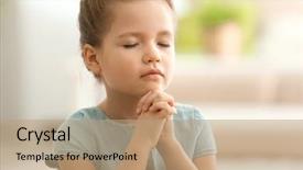  Presentation with christian - Beautiful PPT theme featuring christian - cute little girl praying backdrop and a coral colored foreground