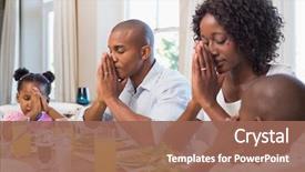  Presentation with saying - Audience pleasing theme consisting of christian - happy family saying grace backdrop and a violet colored foreground