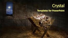  Presentation with star - Amazing slide deck having christian - jesus resting on a manger backdrop and a wine colored foreground