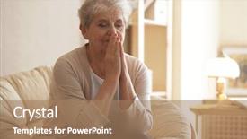 Presentation with elderly home - PPT layouts featuring christian - praying elderly woman sitting background and a coral colored foreground