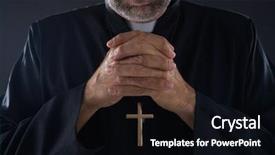  Presentation with praying hands - PPT theme consisting of christian - praying hands priest portrait background and a black colored foreground