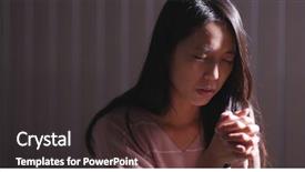  Presentation with christian pray - Colorful presentation design enhanced with christian - woman pray in the dark backdrop and a tawny brown colored foreground