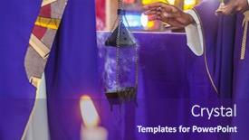  Presentation with incense - Colorful presentation design enhanced with christian-african-priest backdrop and a violet colored foreground