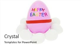  Presentation with white easter lily flowers - Presentation design with christian alphabet - happy easter eggs isolated background and a  colored foreground