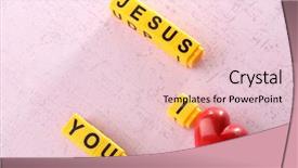  Presentation with christian love - Theme having christian alphabet - i love jesus sign illustrated background and a lemonade colored foreground