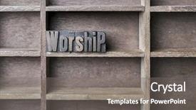  Presentation with worship - Presentation theme having christian alphabet - old wooden printers type forming background and a gray colored foreground