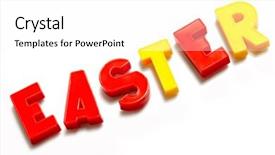  Presentation with christian easter - Audience pleasing slide deck consisting of christian alphabet - word easter over white background backdrop and a  colored foreground