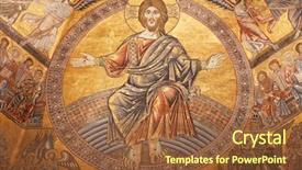  Presentation with italy art - PPT theme consisting of christian art - mosaics in baptistery of st background and a tawny brown colored foreground