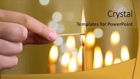  Presentation with lighting - Colorful PPT layouts enhanced with hand lighting candle backdrop and a gold colored foreground
