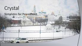  Presentation with solemnity of most holy trinity - Slide set featuring christian cars - holy trinity lavra monastery background and a light gray colored foreground