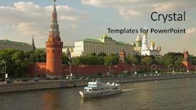  Presentation with flood control river - Beautiful presentation design featuring christian cars - moscow kremlin moscow river russia backdrop and a light gray colored foreground