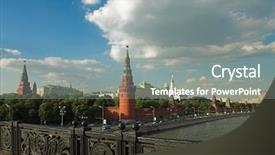  Presentation with bridge - Presentation theme having christian cars - moscow kremlin wall and bridge background and a gray colored foreground