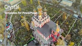  Presentation with unmanned - Colorful presentation theme enhanced with christian cars - orthodox church of the tikhvin backdrop and a  colored foreground