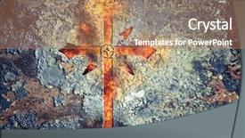  Presentation with fire door - Theme with christian cartoon - fire cross on a metal background and a  colored foreground