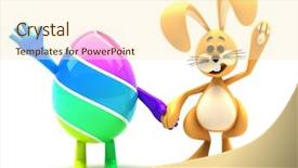  Presentation with holding hands - Presentation theme enhanced with christian cartoon - hearth and easter bunny mascots background and a  colored foreground