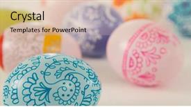  Presentation with christian easter - Colorful presentation design enhanced with christian choices - close-up of colorful easter eggs backdrop and a lemonade colored foreground