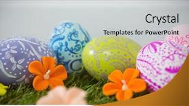  Presentation with christian easter - Cool new PPT theme with christian choices - close-up of painted easter egg backdrop and a light gray colored foreground