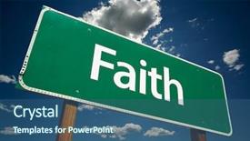  Presentation with christian road - Beautiful theme featuring christian choices - faith road sign with dramatic backdrop and a ocean colored foreground