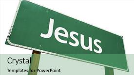  Presentation with christian road - Theme consisting of christian choices - jesus road sign isolated background and a seafoam green colored foreground