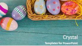  Presentation with easter basket - Presentation theme featuring christian choices - various easter eggs arranged background and a  colored foreground