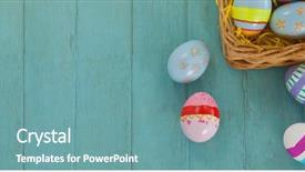  Presentation with easter basket - Amazing PPT theme having christian choices - various easter eggs arranged backdrop and a  colored foreground