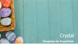  Presentation with easter basket - PPT theme with christian choices - various easter eggs arranged background and a  colored foreground