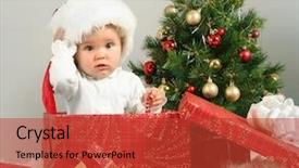  Presentation with cute - Slide set with christian christmas - cute little girl with presents background and a red colored foreground