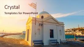  Presentation with church christian - Colorful PPT theme enhanced with christian church with greek flag backdrop and a lemonade colored foreground