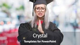  Presentation with praying hands - Audience pleasing theme consisting of christian college - young blonde woman wearing graduate backdrop and a  colored foreground