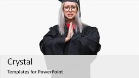 Presentation with praying hands - Slide deck with christian college - young blonde woman wearing graduate background and a white colored foreground