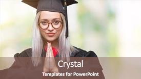  Presentation with praying hands - Slides consisting of christian college - young blonde woman wearing graduate background and a  colored foreground