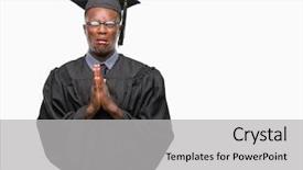  Presentation with african american religion - Colorful slide set enhanced with christian college - young graduated african american man backdrop and a light gray colored foreground