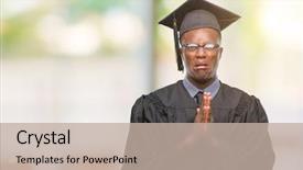 Presentation with african american religion - Presentation theme featuring christian college - young graduated african american man background and a mint green colored foreground