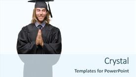 Presentation with mom praying hands - Slides having christian college - young handsome graduated man background and a  colored foreground