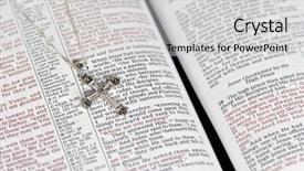  Presentation with crystal cross - Audience pleasing presentation theme consisting of christian counseling - crystal cross on bible page backdrop and a light gray colored foreground