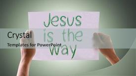  Presentation with christian green - Colorful slide set enhanced with christian counseling - jesus is the way card backdrop and a light gray colored foreground