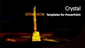  Presentation with cross - Audience pleasing presentation theme consisting of christian cross and the clouds backdrop and a black colored foreground