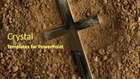  Presentation with christian - Theme having christian-cross-necklace-buried background and a tawny brown colored foreground