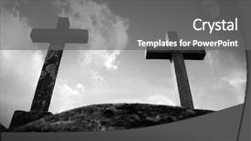  Presentation with cross faith - PPT theme consisting of christian cross silhouette faith simbol background and a gray colored foreground