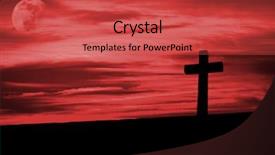  Presentation with christian faith - Colorful theme enhanced with christian cross silhouette faith symbol backdrop and a red colored foreground