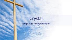  Presentation with christian - Audience pleasing PPT theme consisting of christian cross with sky background backdrop and a sky blue colored foreground