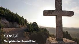  Presentation with inspirational - Cool new PPT theme with christian cross backdrop and a tawny brown colored foreground