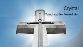  Presentation with christian - Audience pleasing PPT theme consisting of christian cross backdrop and a light blue colored foreground