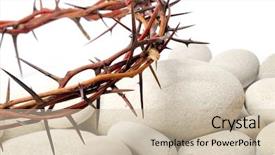  Presentation with crown thorns - Audience pleasing PPT layouts consisting of christian easter - crown made of thorns backdrop and a soft green colored foreground