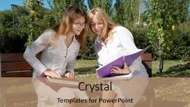  Presentation with friends - Colorful PPT theme enhanced with woman bible study - friends studying together in park backdrop and a tawny brown colored foreground